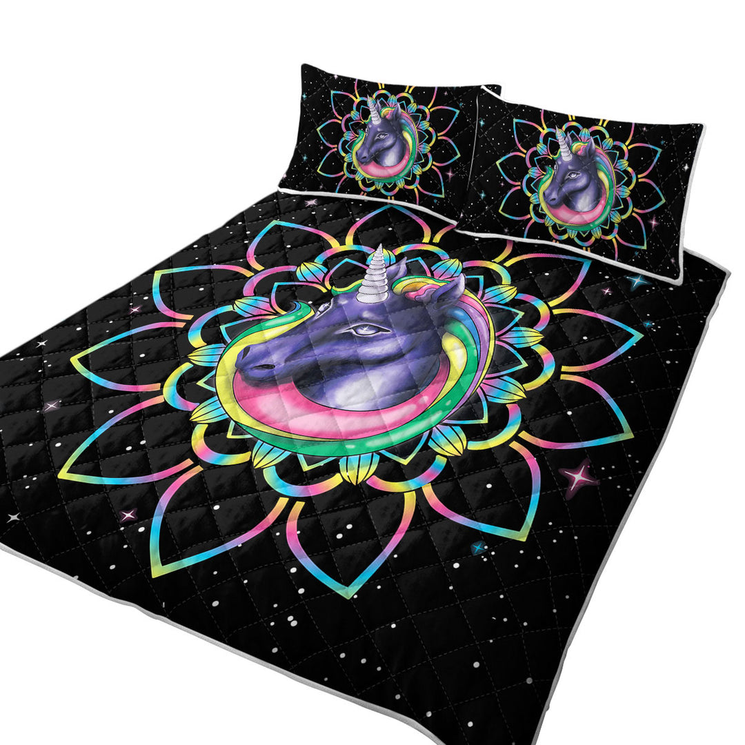 Mandala Unicorn in Space Coverlets