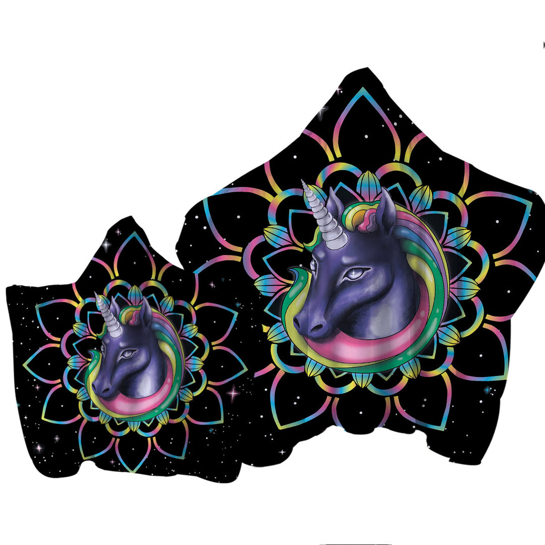 Mandala Unicorn in Space Towel Hoodie