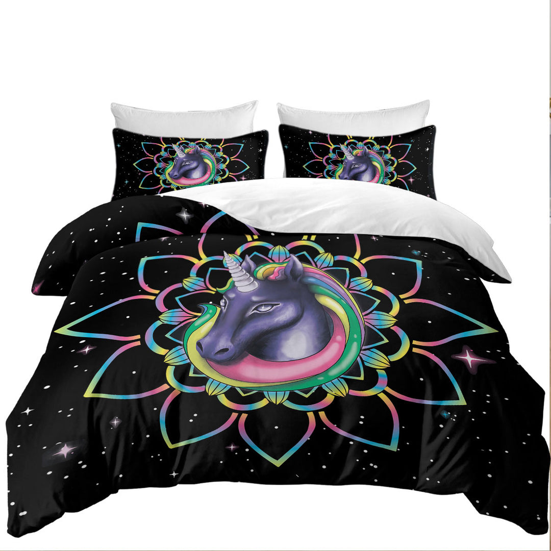 Mandala Unicorn in Space Twin xl Duvet Covers