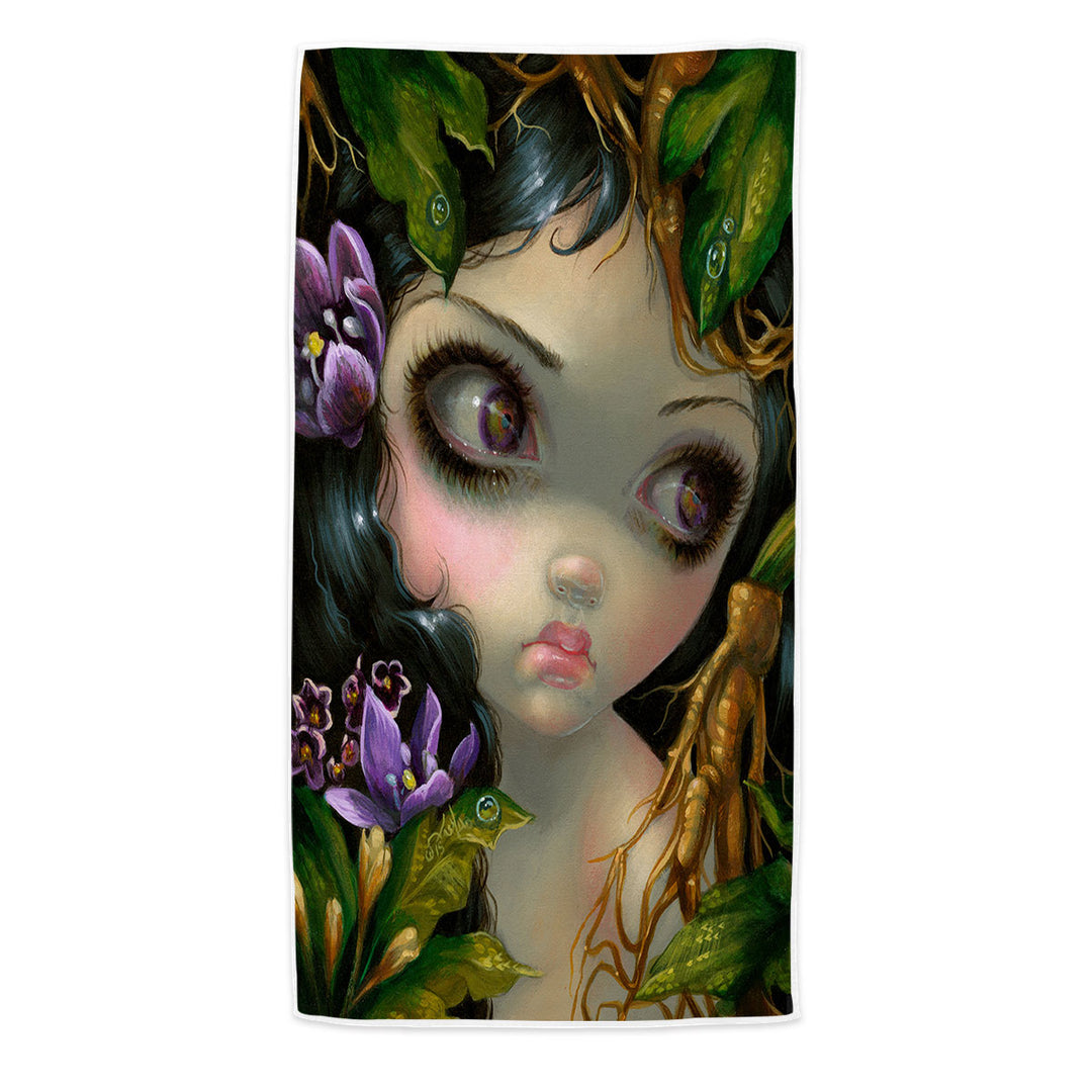 Mandrake Root Beach Towel Poisonous Beauties Mandrake Root Girl and Plants