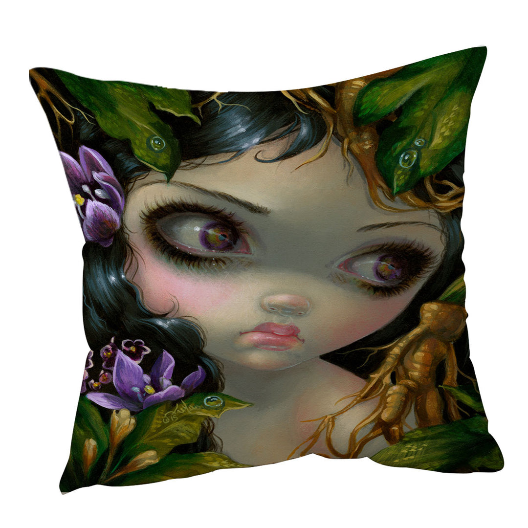 Mandrake Root Cushion Cover Poisonous Beauties Mandrake Root Girl and Plants