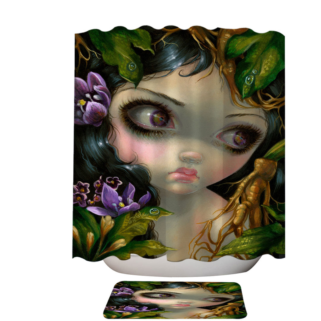 Mandrake Root Shower Curtain Poisonous Beauties Mandrake Root Girl and Plants