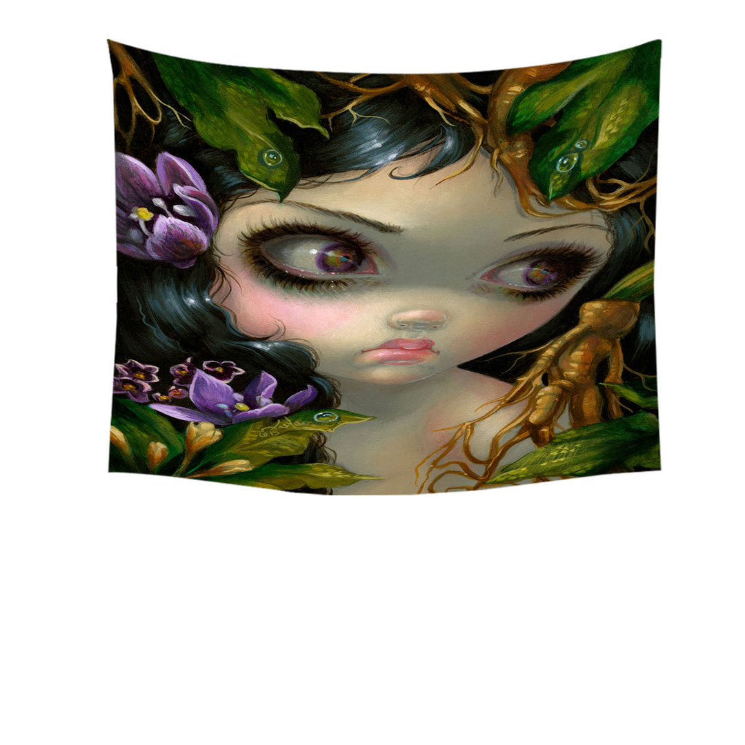 Mandrake Root Tapestry Poisonous Beauties Mandrake Root Girl and Plants Wall Decor