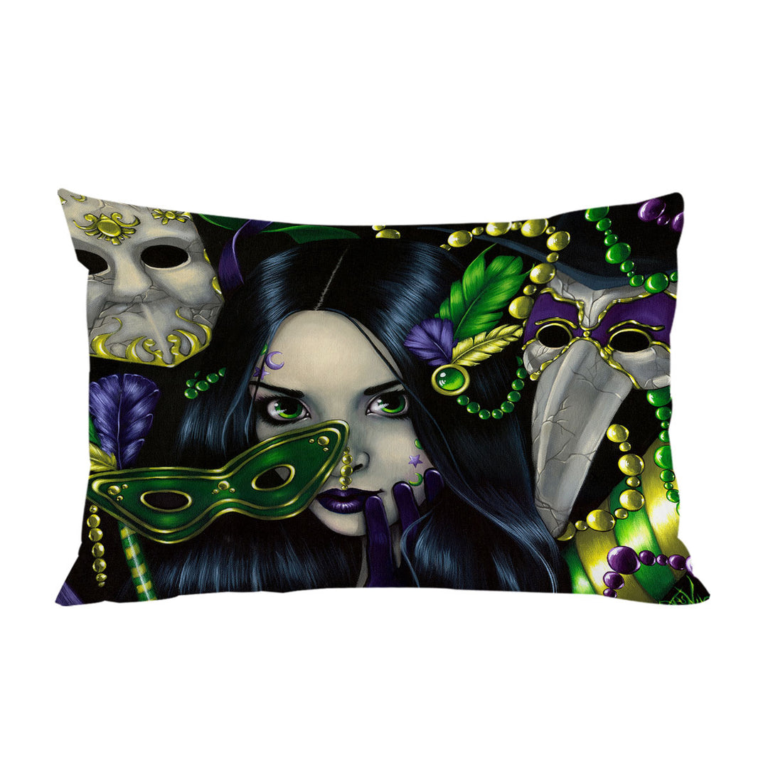 Mardi Gras Masquerade Purple Green and Gold Masks Custom Pillow Cases