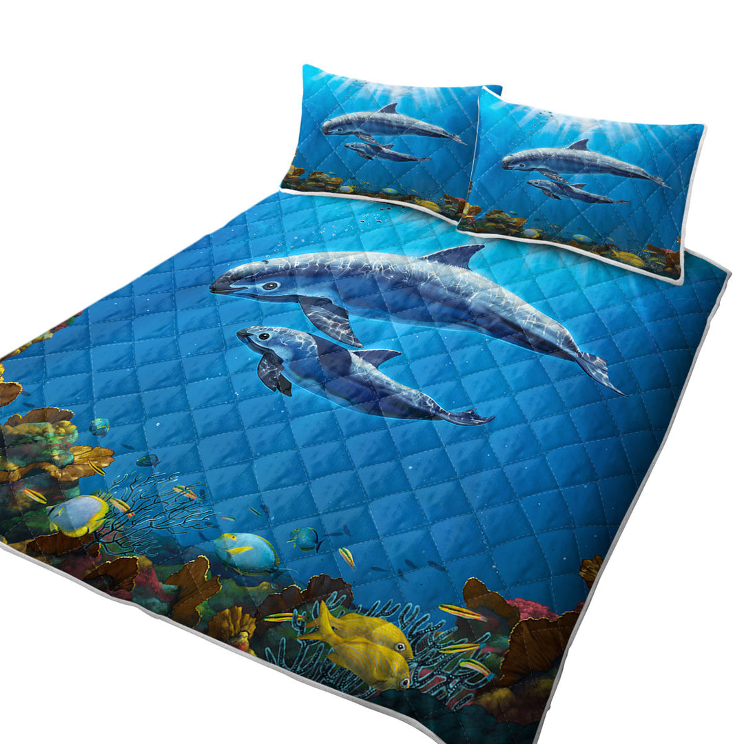 Marine Life Art Coral and Vaquita Coverlet