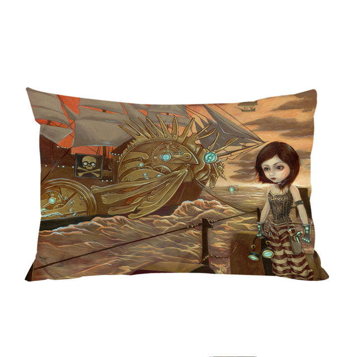 Maritime Sunset Pirates Ship Beautiful Girl Pirate Pillow Cases