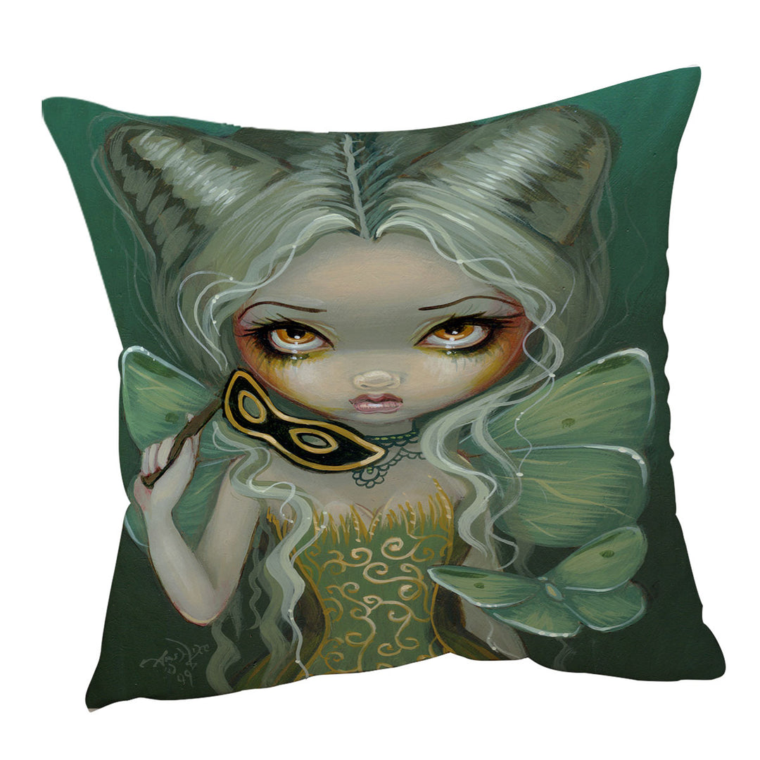 Masquerade of Moths Beautiful Fairy Maiden Cushion Cover