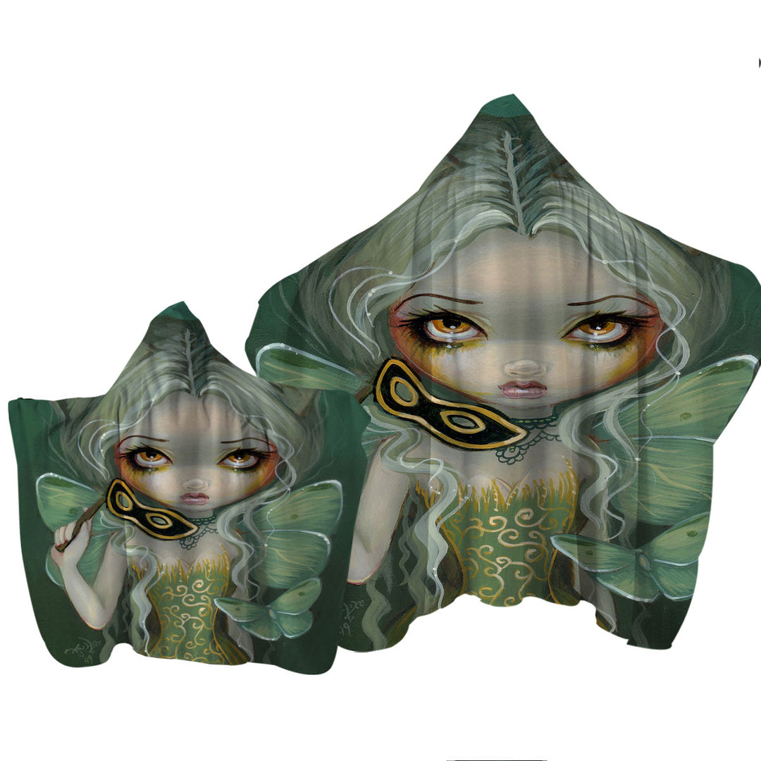 Masquerade of Moths Beautiful Fairy Maiden Hooded Beach Towel