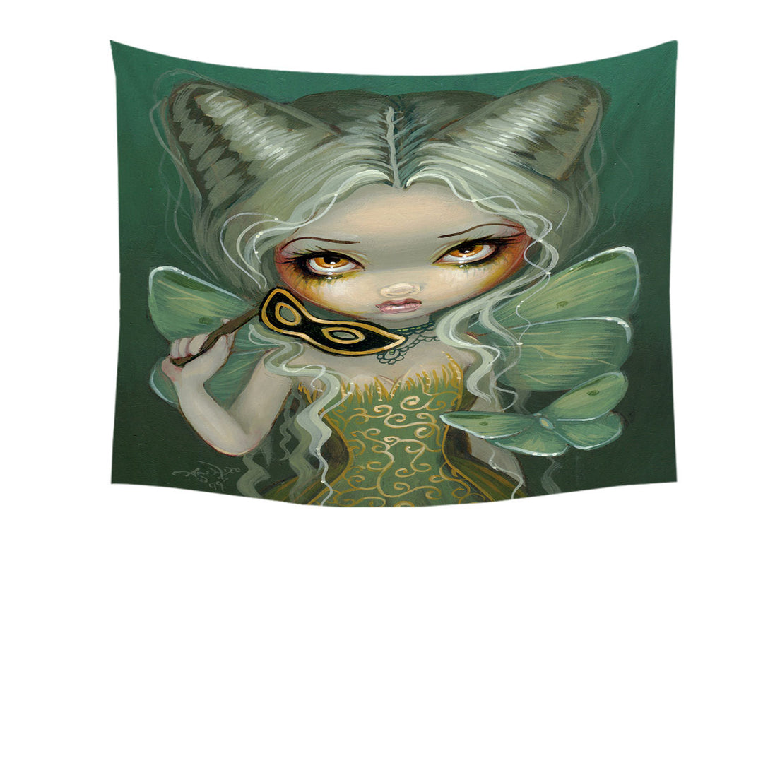 Masquerade of Moths Beautiful Fairy Maiden Wall Decor Tapestry