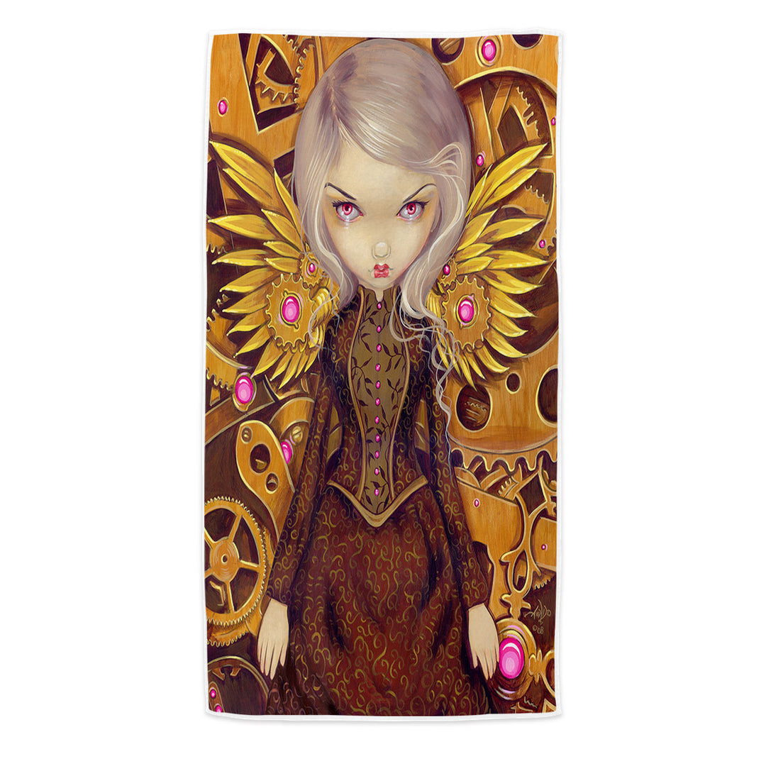 Mechanical Angel Steampunk Beautiful Clockwork Girl Lightweight Beach Towel