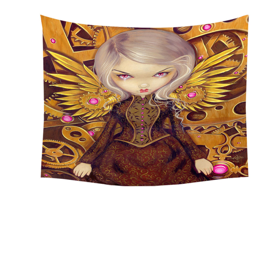 Mechanical Angel Steampunk Beautiful Clockwork Girl Wall Decor Tapestry