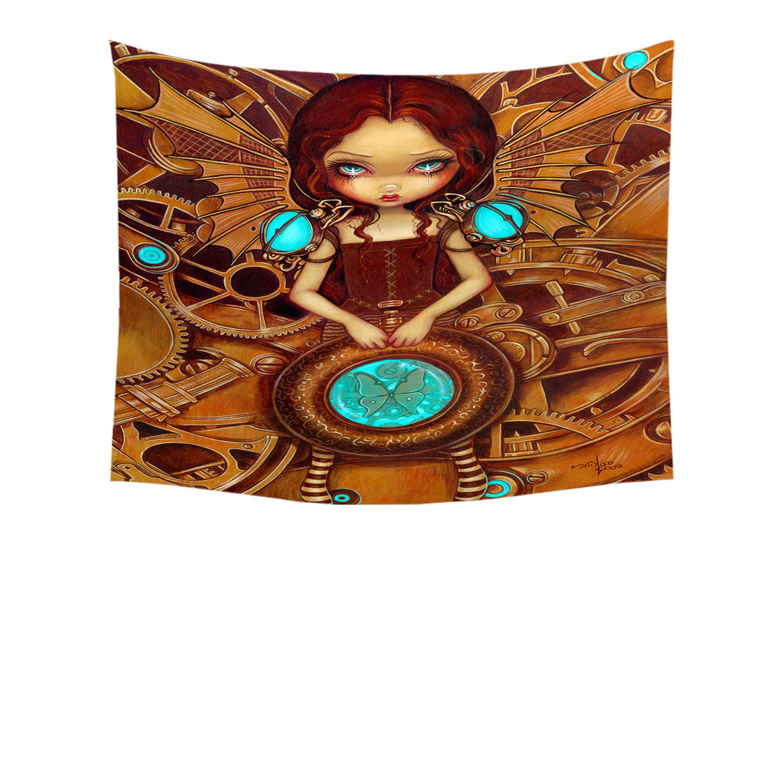 Mechanical Angel Steampunk Big Eyed Girl Tapestry Wall Hanging