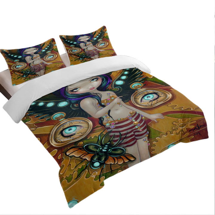 Mechanical Angel Steampunk Glowing Eyes Girl Duvet Covers King