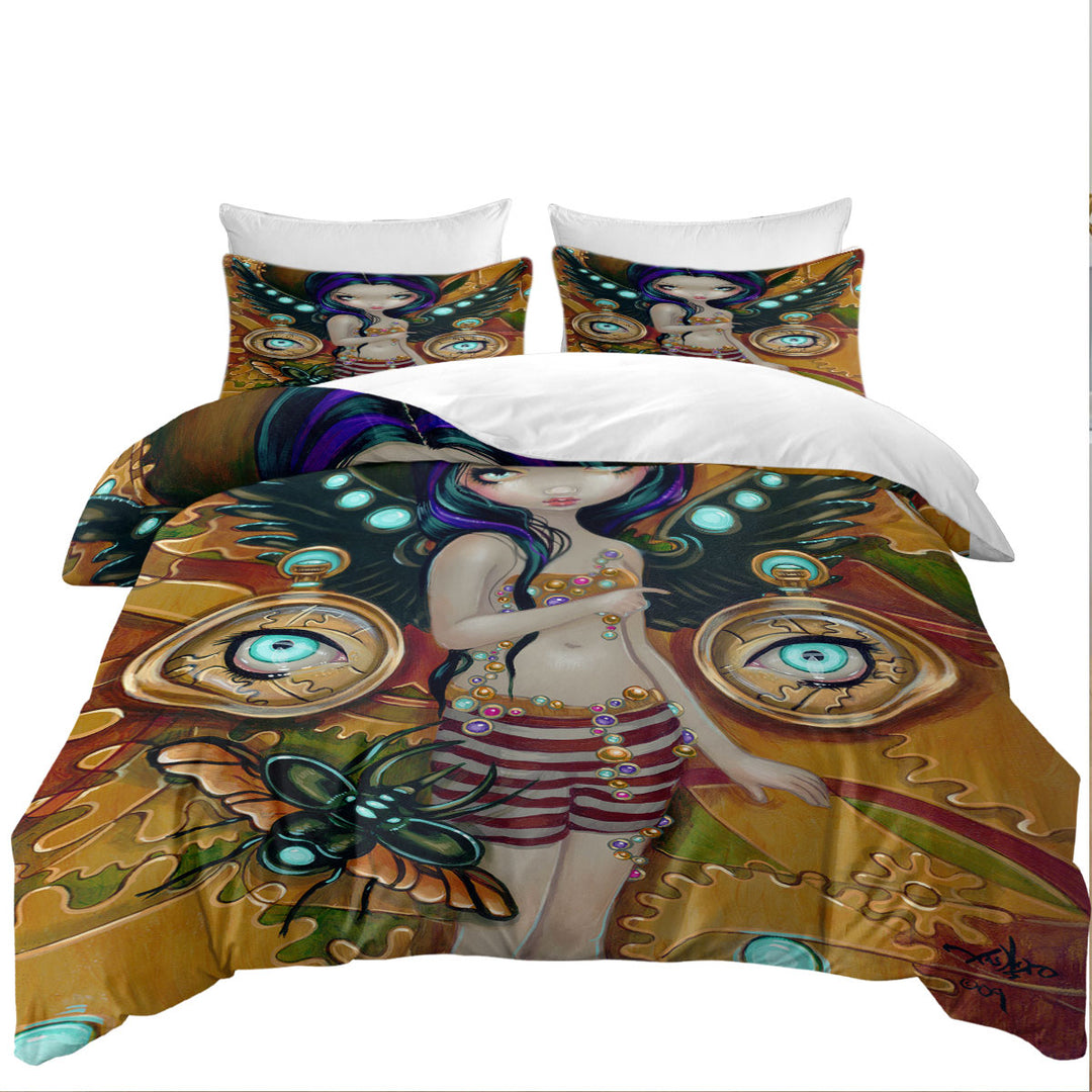 Mechanical Angel Steampunk Glowing Eyes Girl Good Duvet Covers