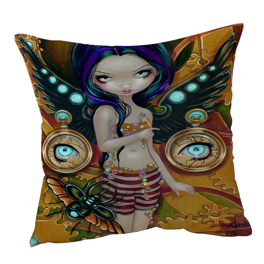 Mechanical Angel Steampunk Glowing Eyes Girl Sofa Pillows