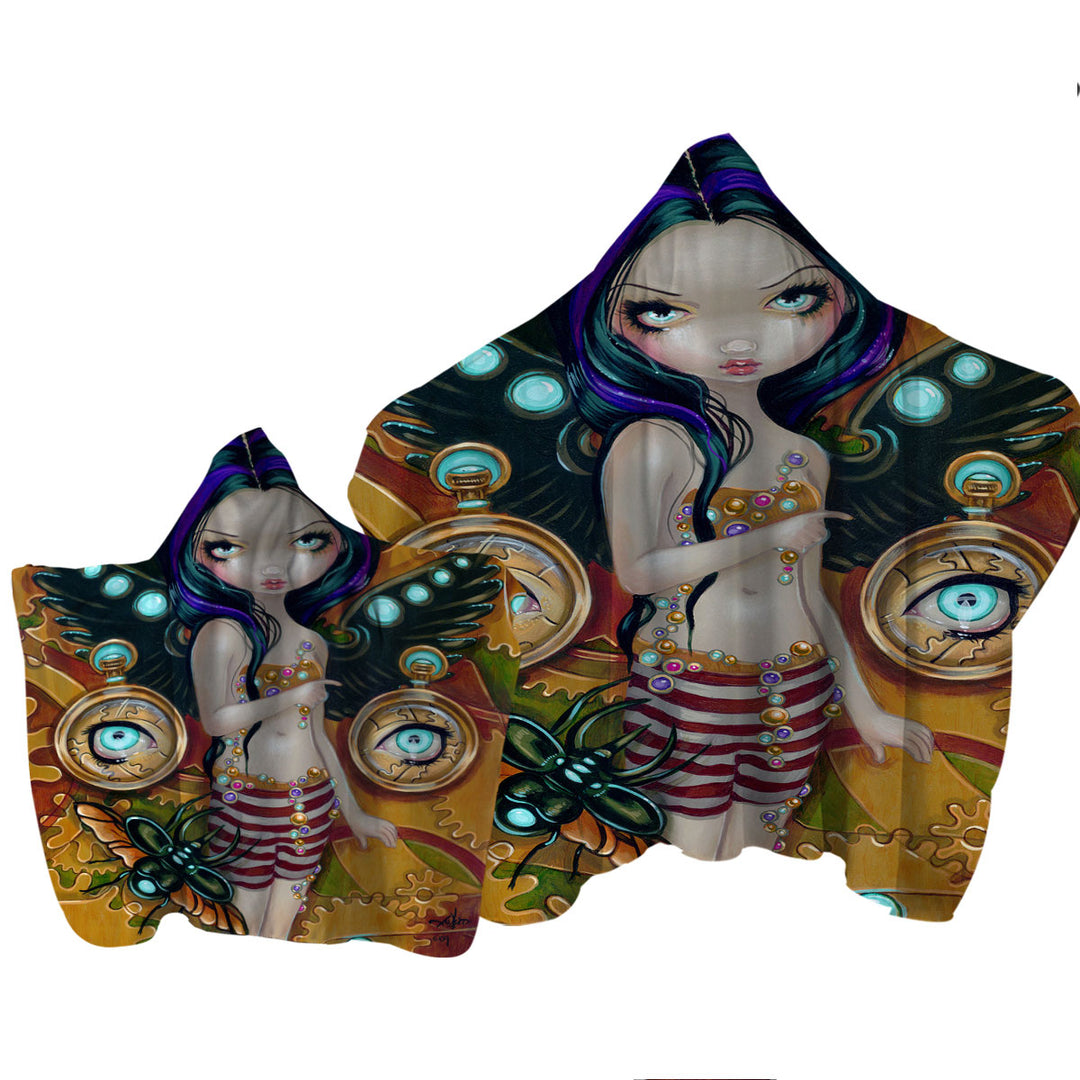 Mechanical Angel Steampunk Glowing Eyes Girl Towel Hoodie