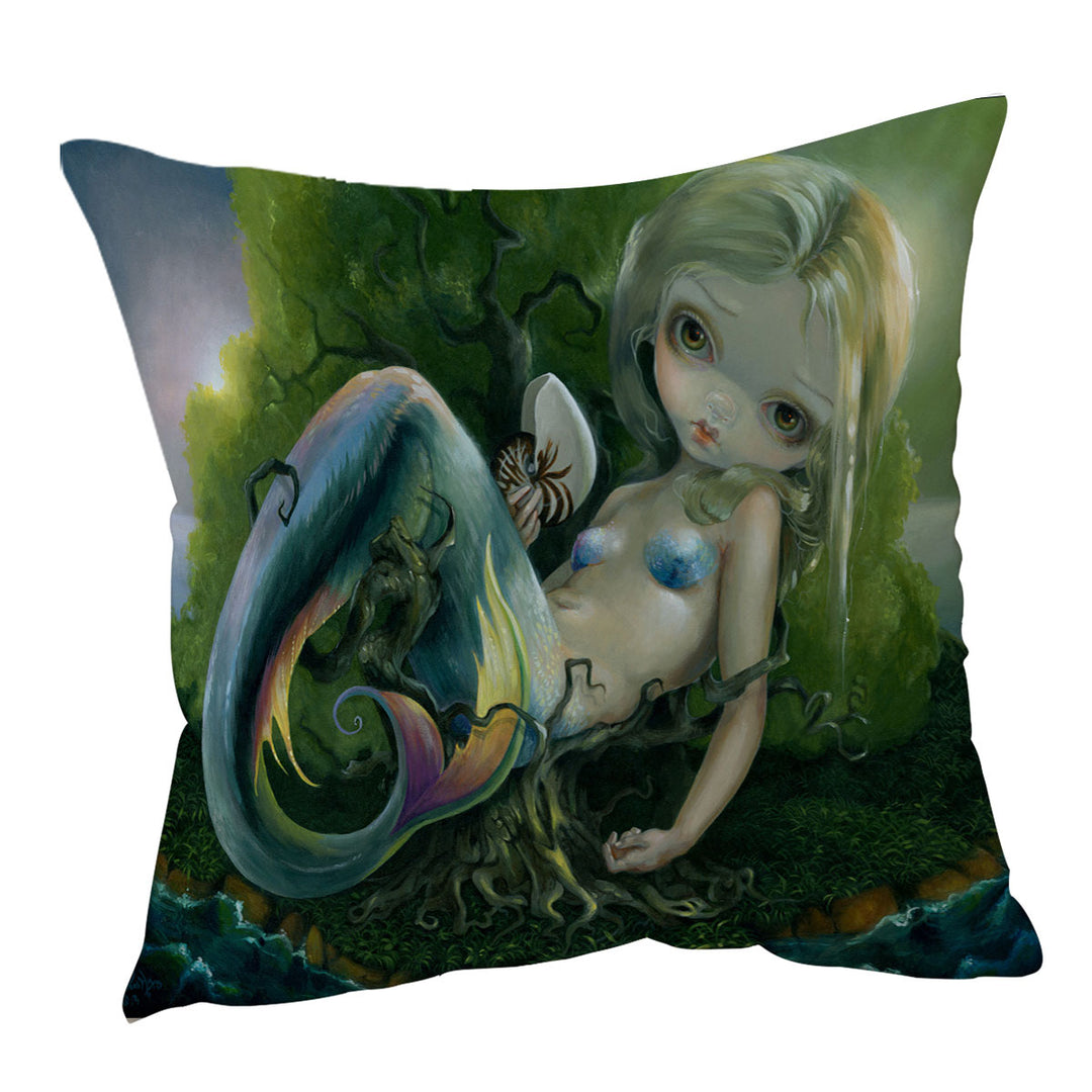 Melancholic Fantasy Stranded Island Mermaid Cushion