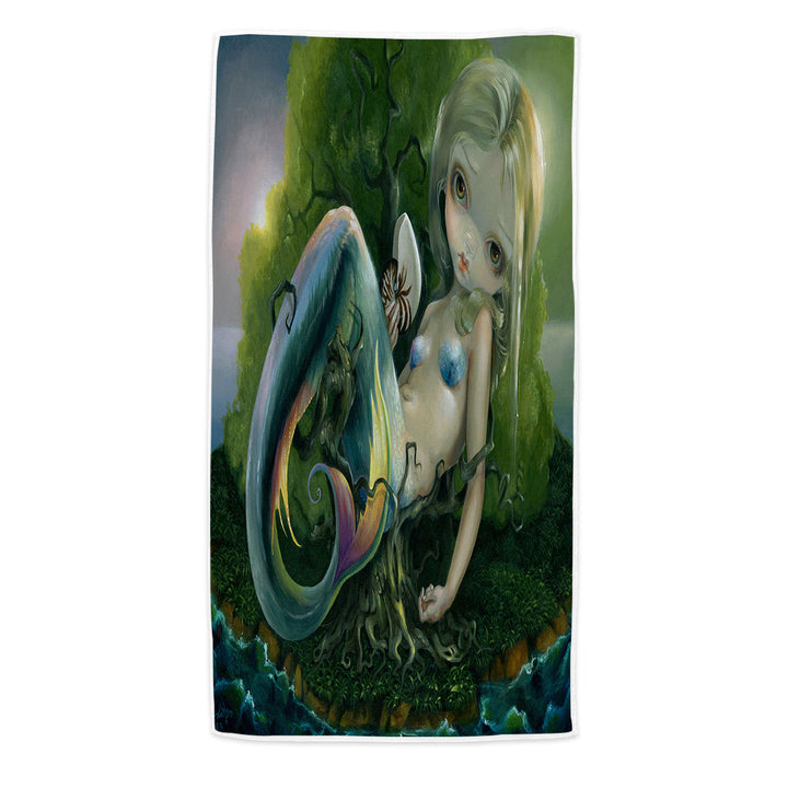 Melancholic Fantasy Stranded Island Mermaid Pool Towels