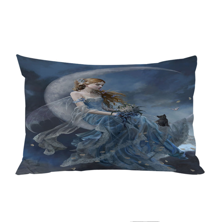 Melancholy Beautiful Moon Fairy in Blue Pillowcase