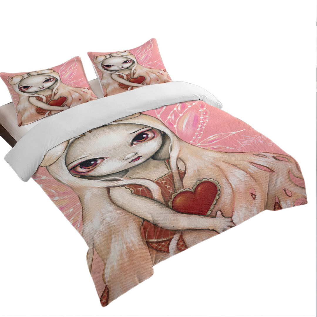 Melancholy Valentine Sad Pink Winged Fairy Coverlet