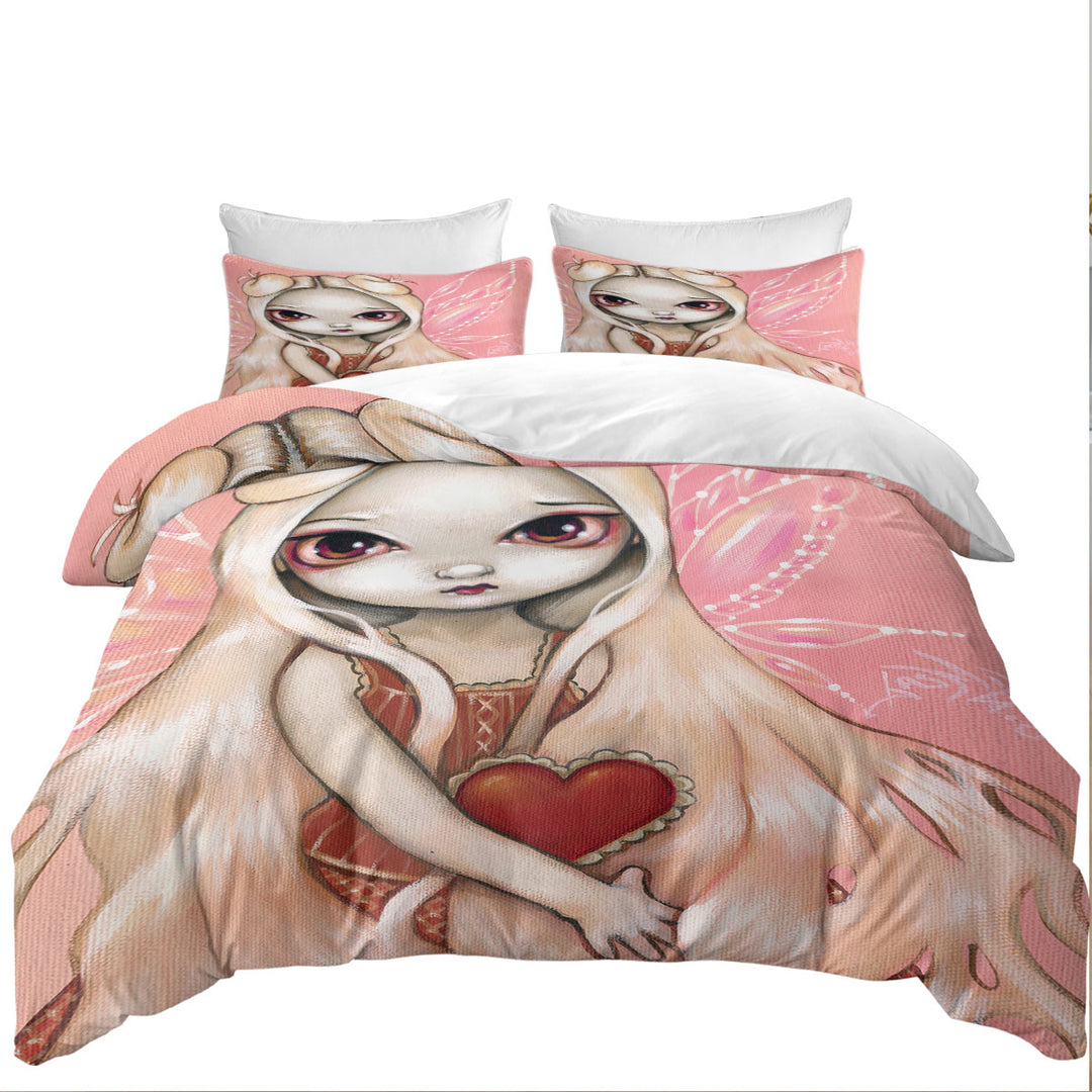 Melancholy Valentine Sad Pink Winged Fairy Coverlets