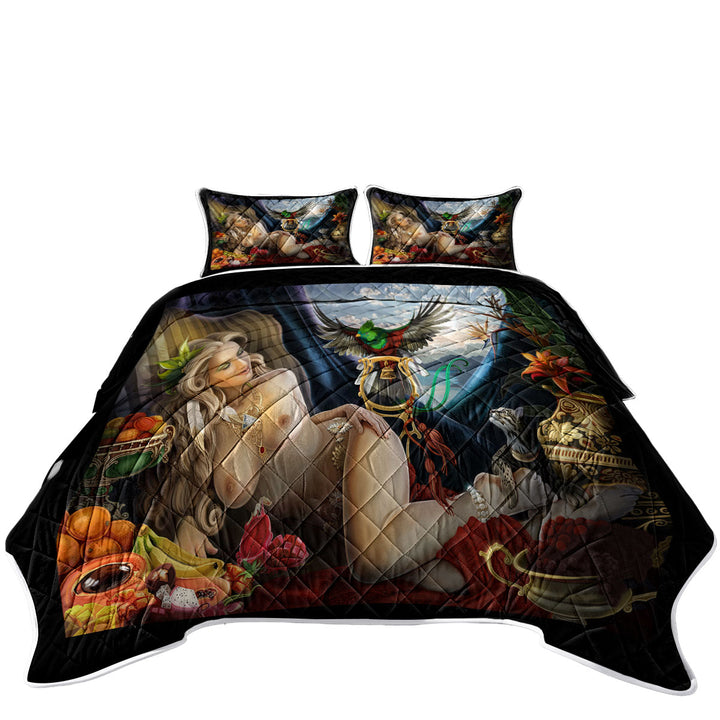 Mens Art Tropical Sexy Princess King Quilt