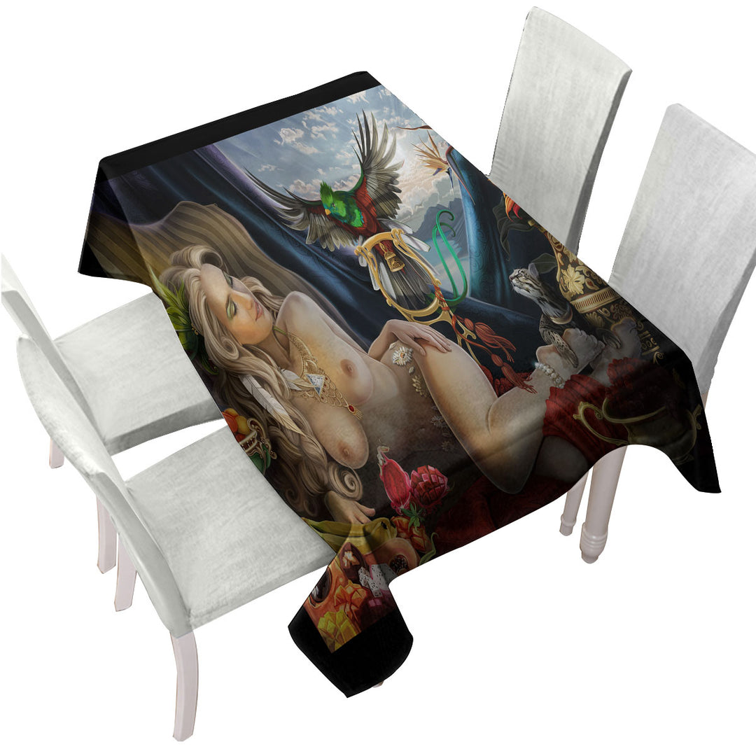 Mens Art Tropical Sexy Princess Tablecloth