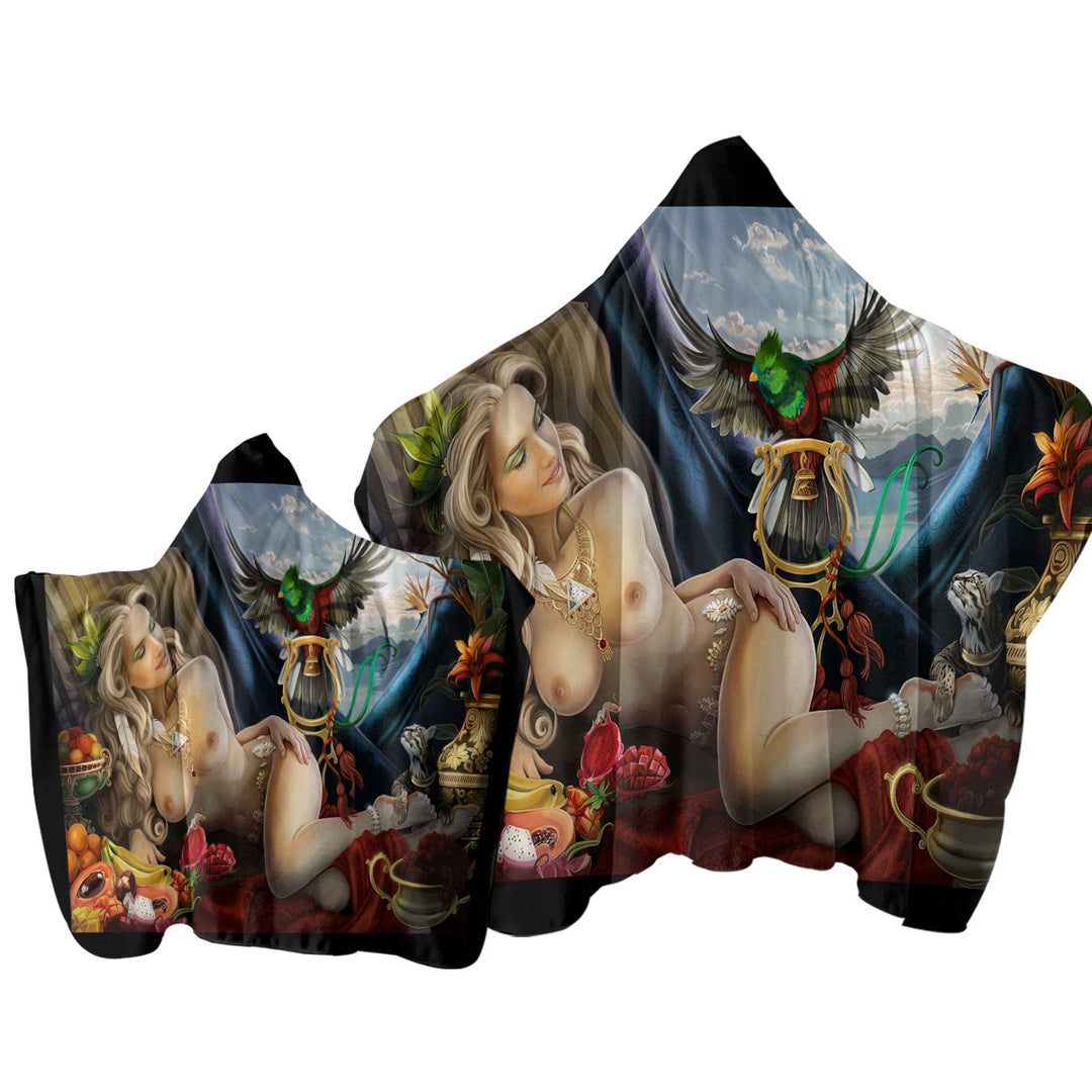 Mens Art Tropical Sexy Princess Towel Hoodie