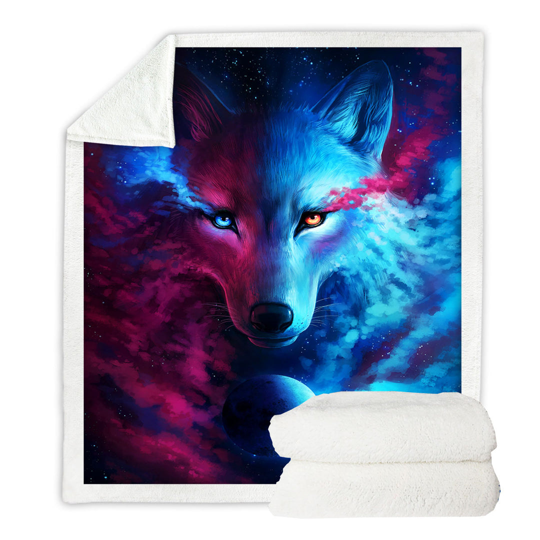 Mens Throws Where Light and Dark Meet Moon Wolf