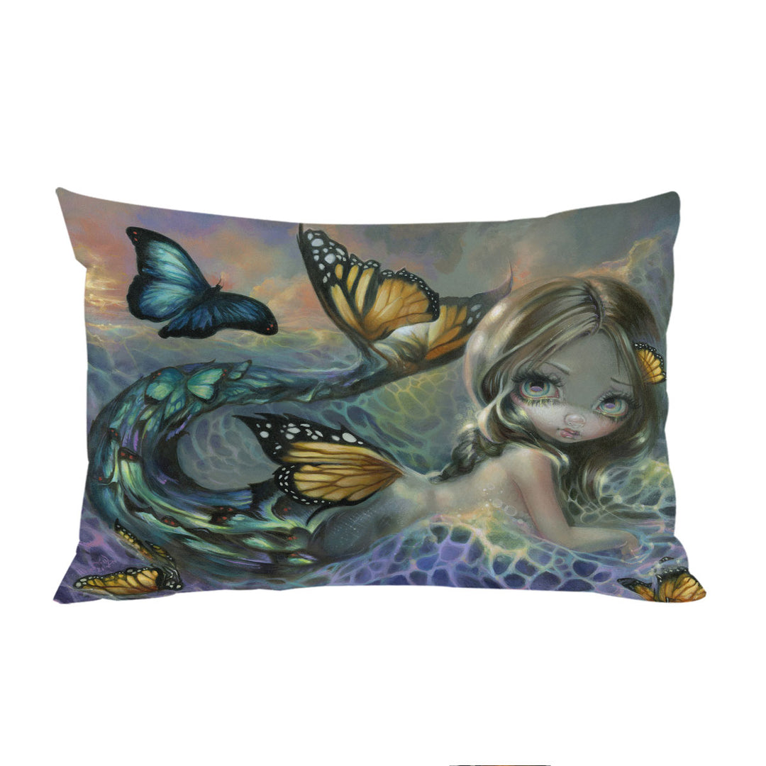 Mermaid and Butterflies Fantasy Painting Sea Monarch Custom Pillow Cases