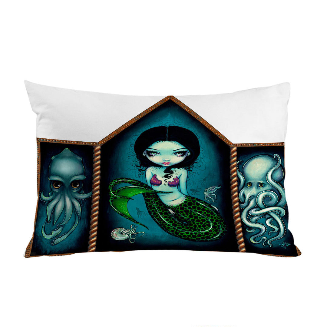 Mermaid with Cephalopods Octopus Squid Pillow Case Covers