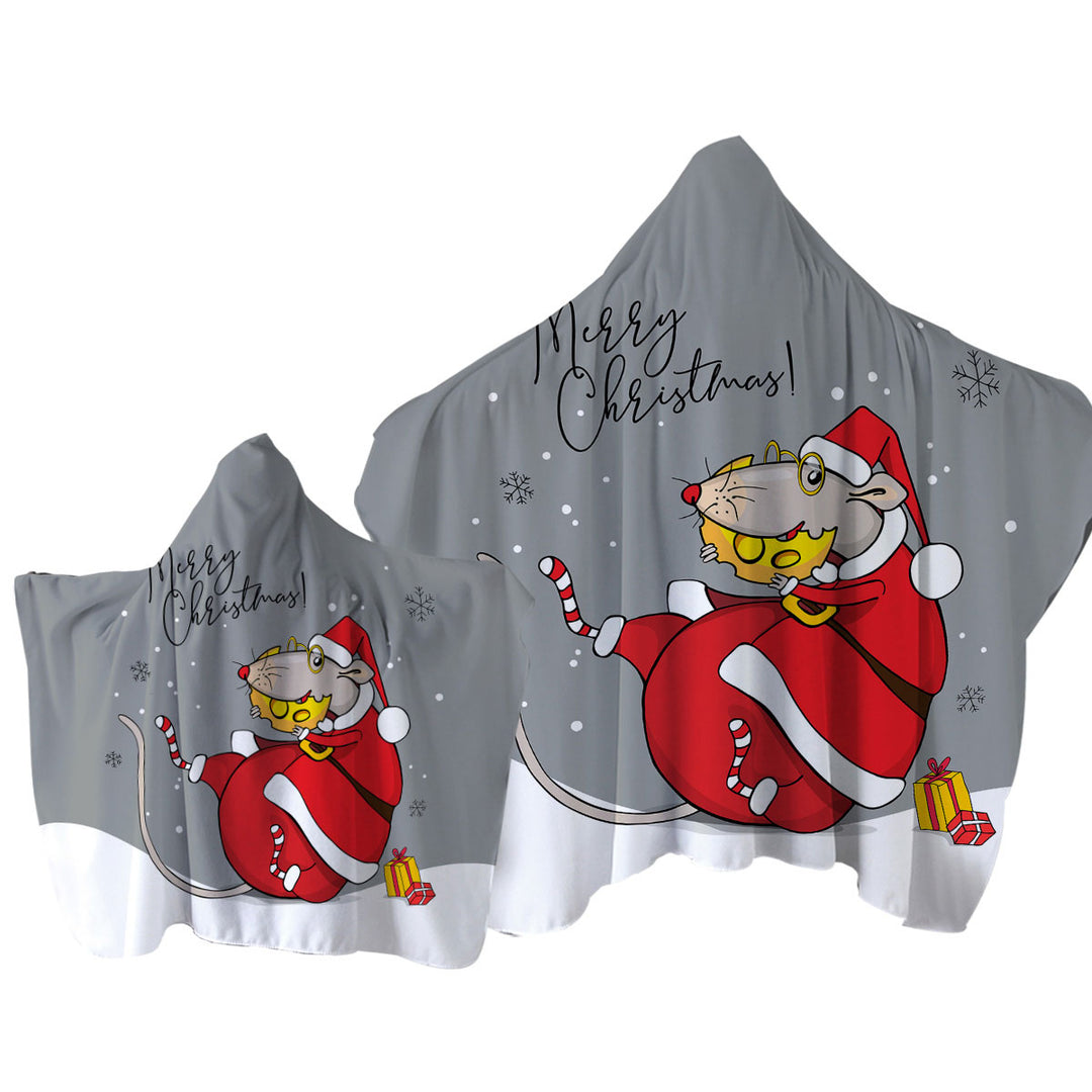 Merry Christmas Funny Rat Santa Claus Towel with Hood