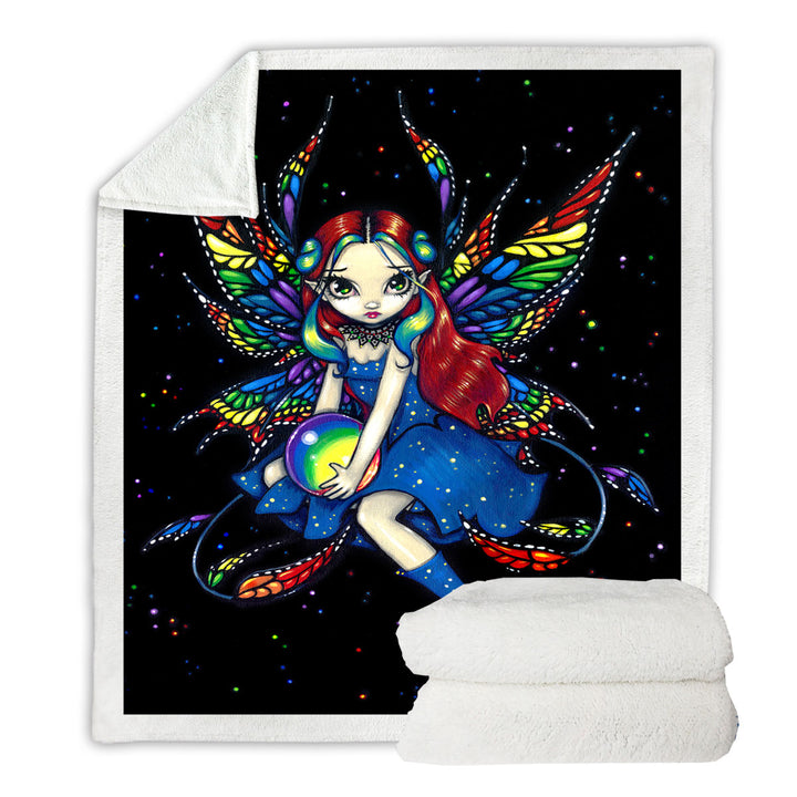 Midnight Rainbow Colorful Night Sky Fairy Sofa Blankets