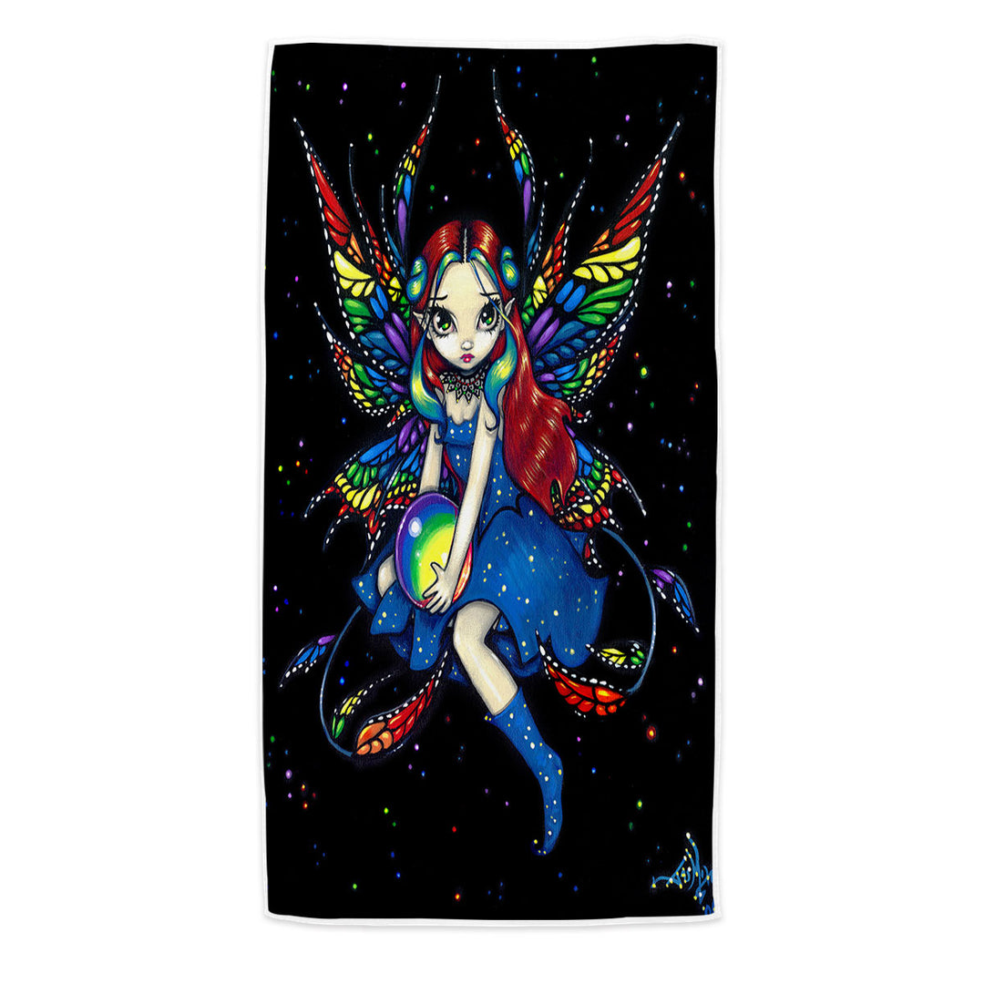 Midnight Rainbow Colorful Night Sky Fairy Swims Towel