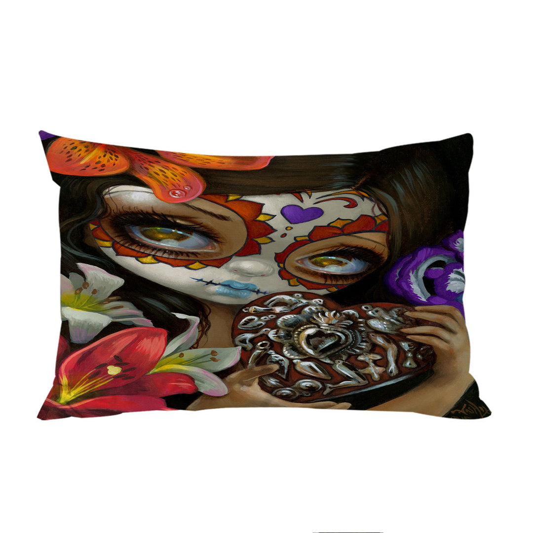 Milagros Corazon Day of the Dead Lovely Girl throw pillow case covers