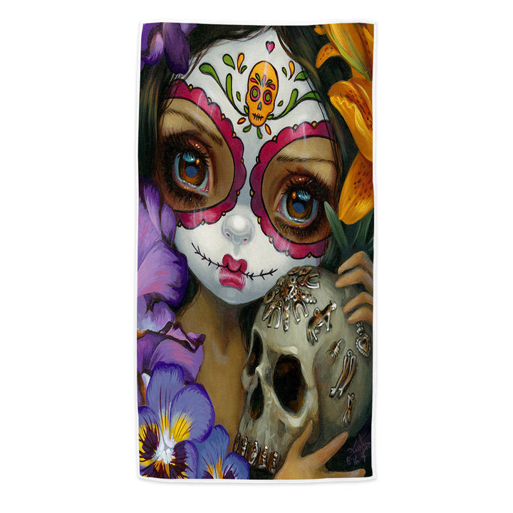 Milagros La Calavera Day of the Dead Beach Towels