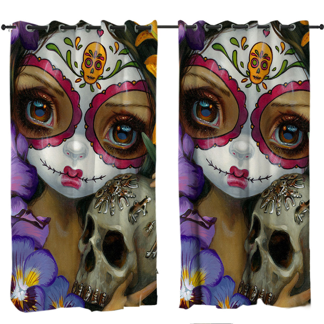 Milagros La Calavera Day of the Dead Skull Girl Drapery