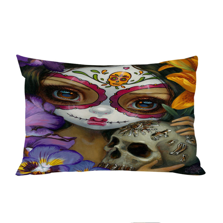 Milagros La Calavera Day of the Dead Skull Girl King Pillow Cases