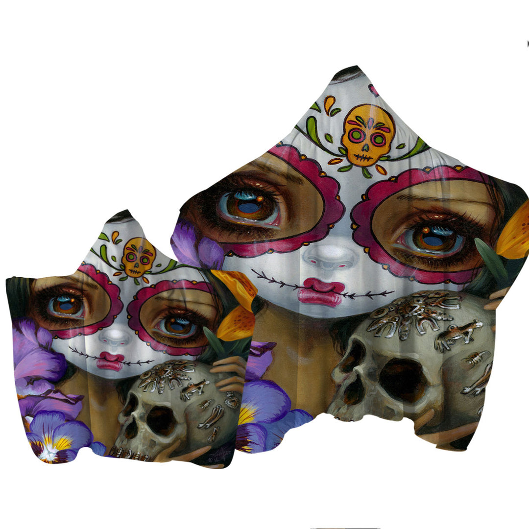 Milagros La Calavera Day of the Dead Skull Girl Towel with Hood