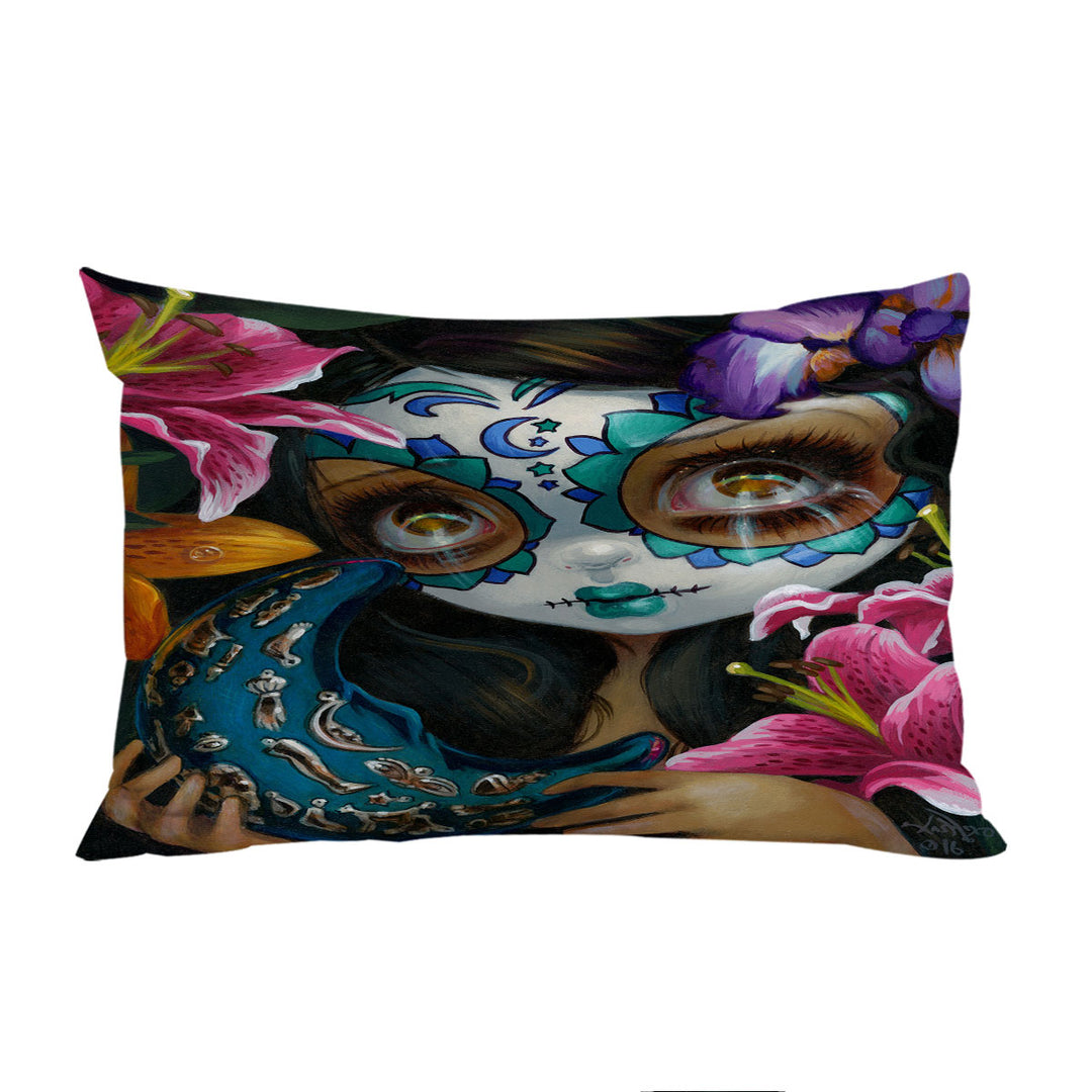 Milagros La Luna Day of the Dead Moon Girl Pillow Case Covers