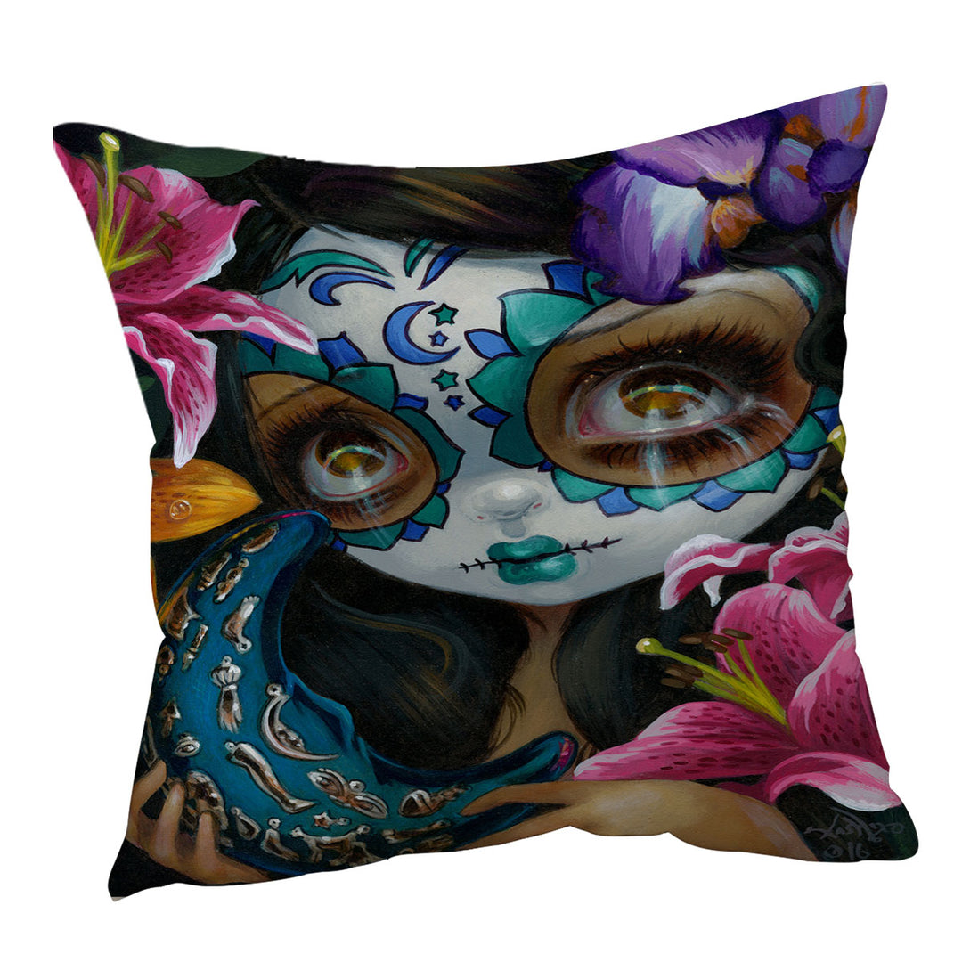 Milagros La Luna Day of the Dead Sofa Pillows