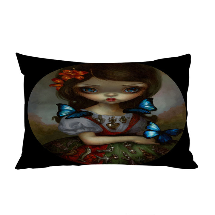 Milagros Mariposas Lovely Painted Girl with Flowers Bed Covers