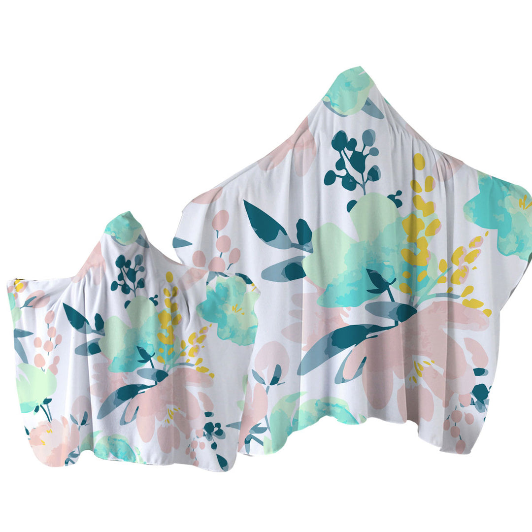 Modest Drawing Soft Colored Flowers Hooded Beach Towel