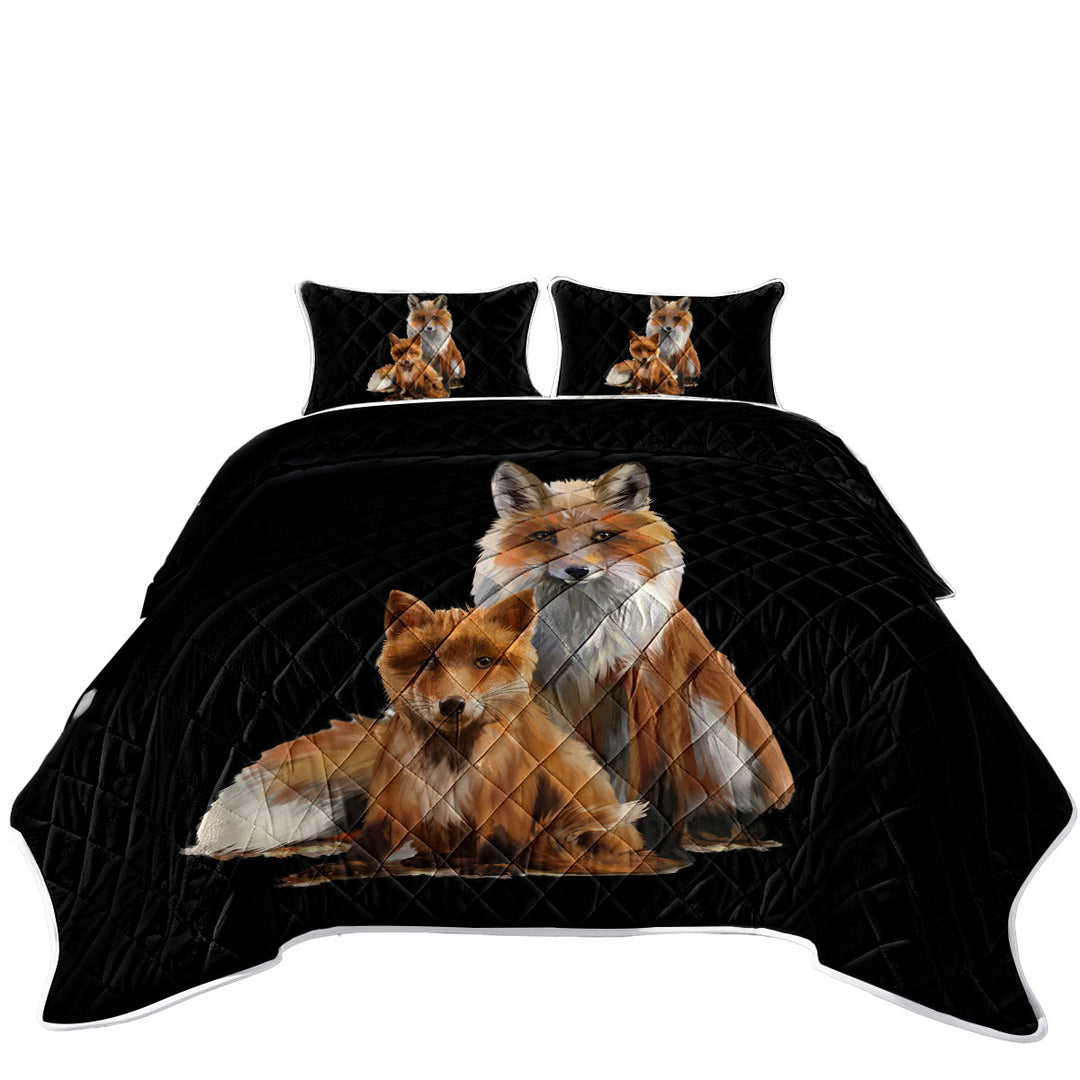 Mom and Cub Fox King Size Quilt