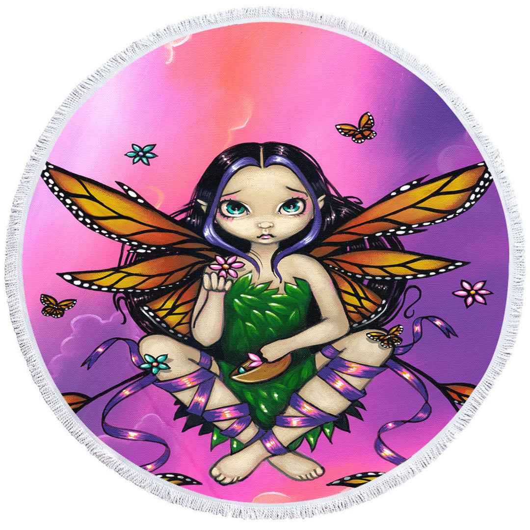 Monarch Butterfly Fairy at Sunset Beach Towel