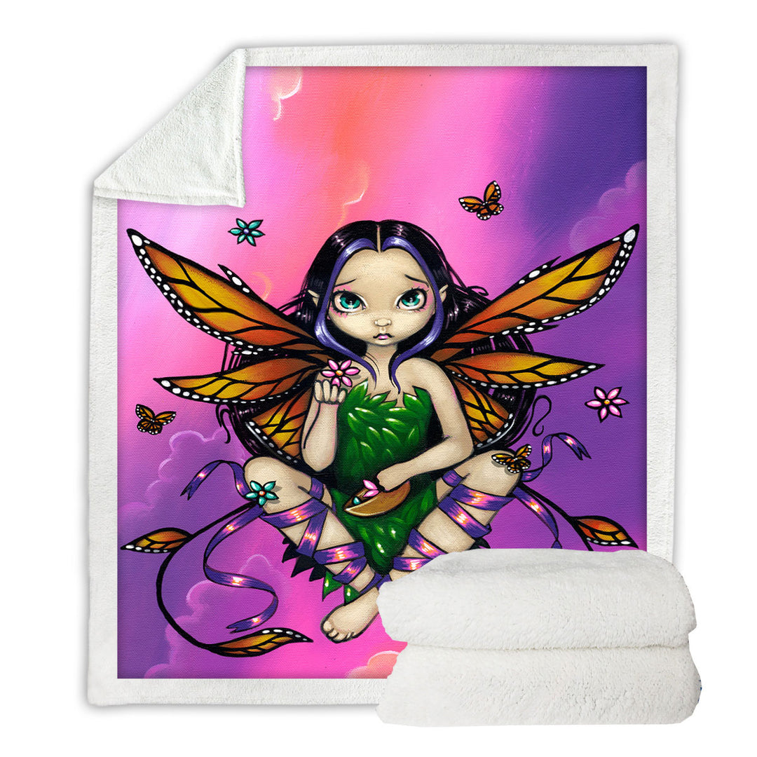 Monarch Butterfly Fairy at Sunset Fleece Blankets