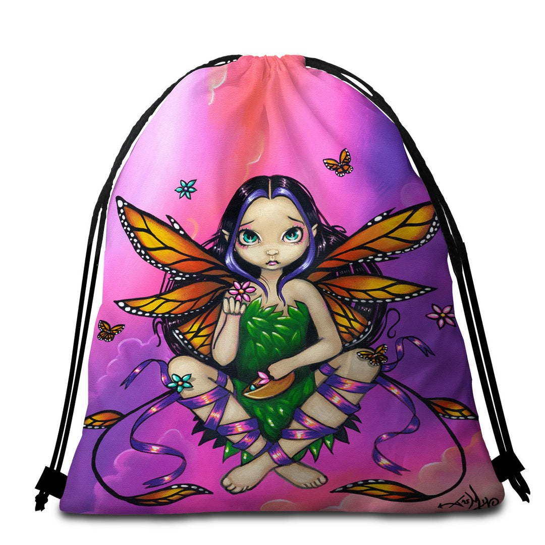 Monarch Butterfly Fairy at Sunset Nice Beach Towels