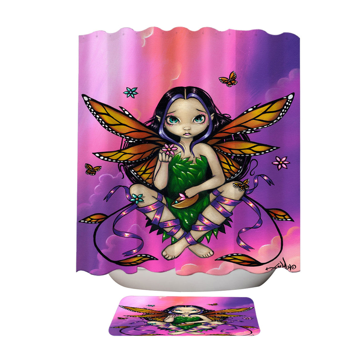 Monarch Butterfly Fairy at Sunset Shower Curtains