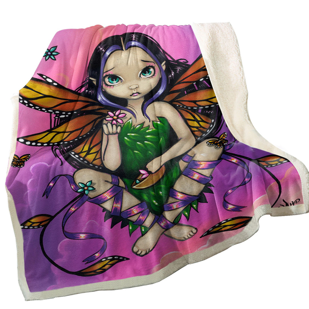 Monarch Butterfly Fairy at Sunset Sofa Blankets