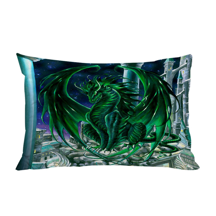 Monarch of the City Green Dragon Pillowcase